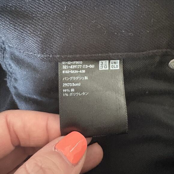 UNIQLO Selvedge Jeans Mens 29x33 Black Slim Straight Mid Rise Stretch Denim - Picture 4 of 11